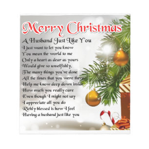 Husband Poem - Christmas Design Notepad