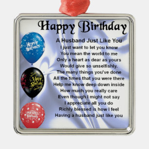 Husband Poem - Happy Birthday Metal Tree Decoration