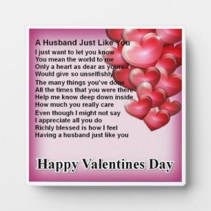 Husband Poem Plaque - Valentines Day  - Hearts 1