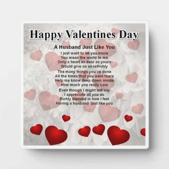 Husband Poem Plaque - Valentines Day  - Hearts 2 (Front)