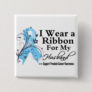 Husband Prostate Cancer Ribbon 15 Cm Square Badge