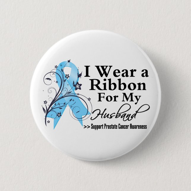 Husband Prostate Cancer Ribbon 6 Cm Round Badge (Front)