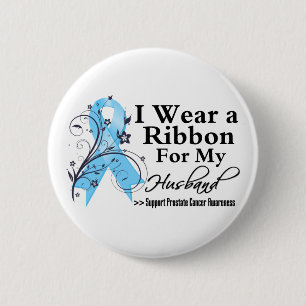 Husband Prostate Cancer Ribbon 6 Cm Round Badge