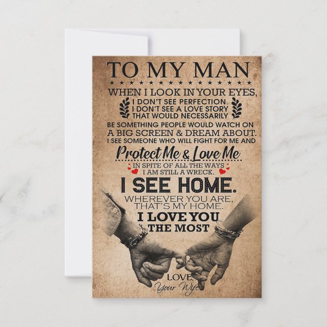 Husband Protect Me And Love Me Thank You Card (Front)