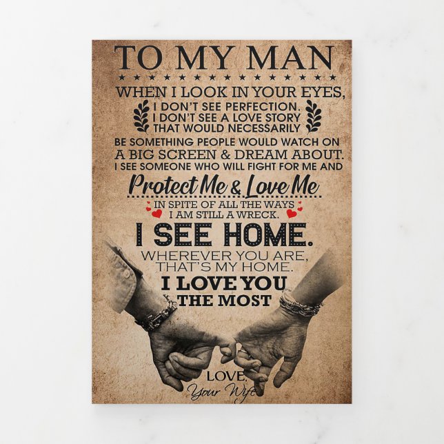 Husband Protect Me And Love Me Tri-Fold Holiday Card (Cover)
