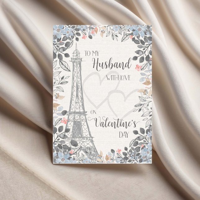 Husband Romantic Valentines Day Eiffel Tower Card (Creator Uploaded)
