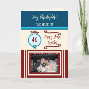 Husband ruby 40th anniversary blue photo card
