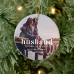 Husband | Sentimental Photo Keepsake Christmas Ceramic Tree Decoration<br><div class="desc">Celebrate your love and the memories you’ve shared with our Husband Sentimental Photo Keepsake Christmas Ceramic Ornament. Perfect for honouring your bond, this custom ornament allows you to feature a favourite photo with your husband, making it an unforgettable holiday gift. Crafted from premium ceramic, it offers a lasting way to...</div>