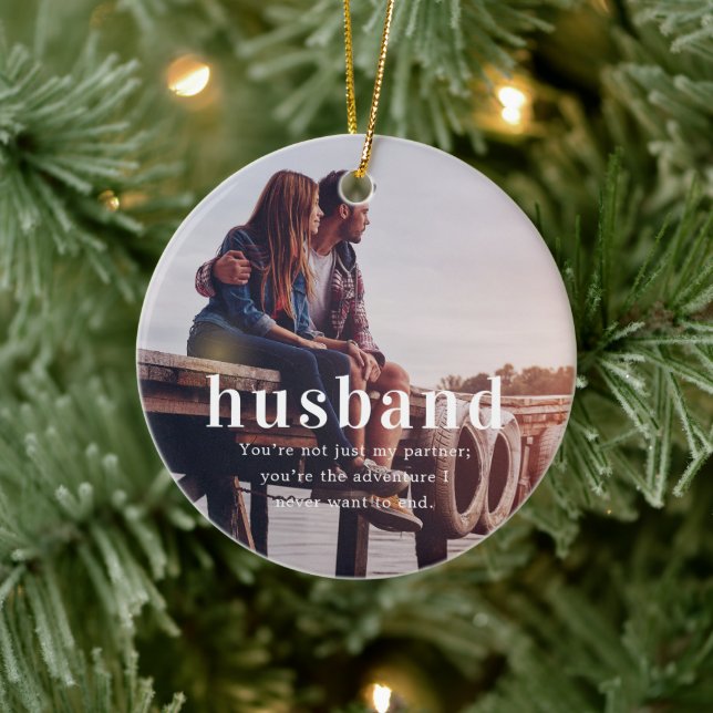 Husband | Sentimental Photo Keepsake Christmas Ceramic Tree Decoration (Tree)