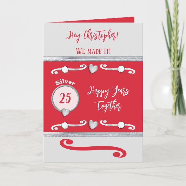 Husband silver 25th anniversary red card (Front)