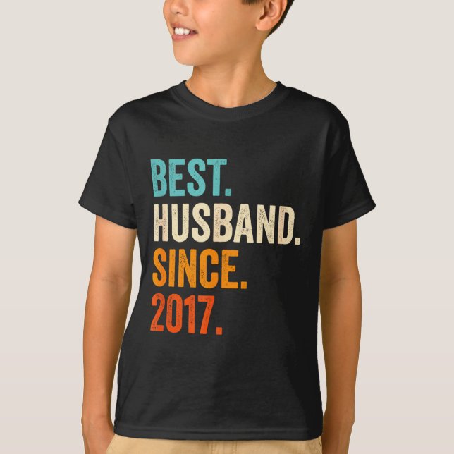 Husband Since 2017 8th Wedding T-Shirt (Front)