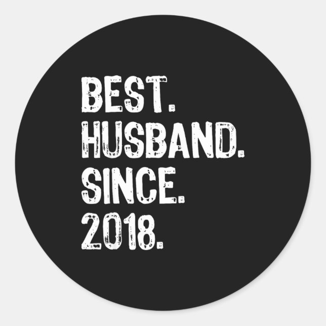 Husband Since 2018 1st Wedding Classic Round Sticker (Front)