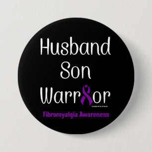 Husband Son Warrior...Fibro 7.5 Cm Round Badge