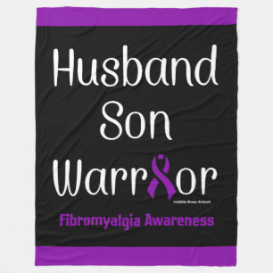 Husband Son Warrior...Fibro Fleece Blanket