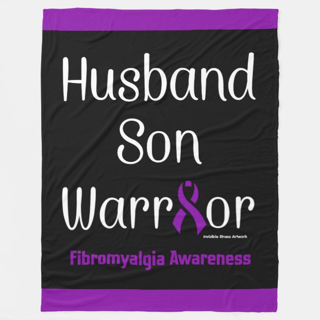 Husband Son Warrior...Fibro Fleece Blanket (Front)