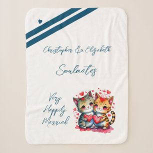 Husband soulmates cute cats anniversary gift sherpa blanket