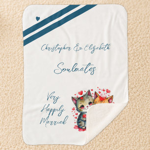 Husband soulmates cute cats anniversary gift sherpa blanket