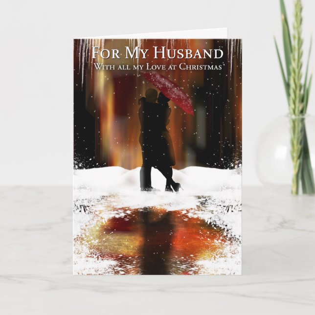 Husband Stylish Christmas Holiday Card With Couple (Front)