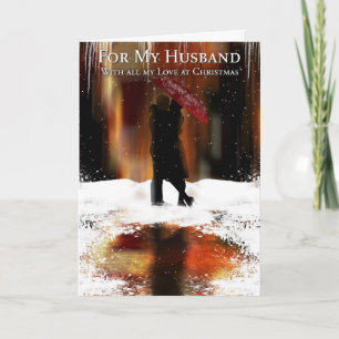 Husband Stylish Christmas Holiday Card With Couple