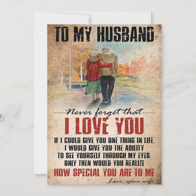 Husband To My Husband Never Forget Thank You Card (Front)