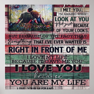 Husband To My Wife Letter   Love Quotes Gift Poster