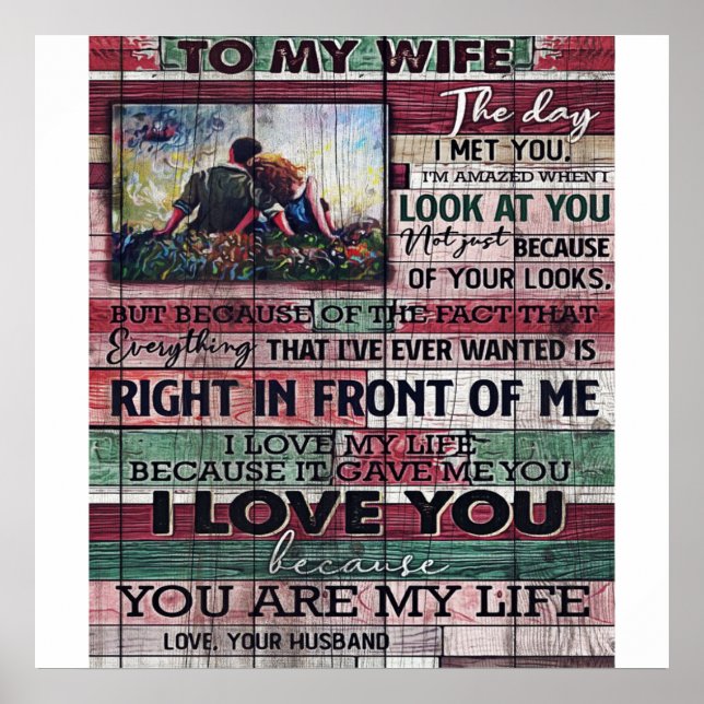 Husband To My Wife Letter | Love Quotes Gift Poster (Front)