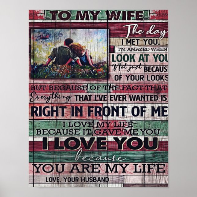 Husband To My Wife Letter | Love Quotes Gift Poster (Front)