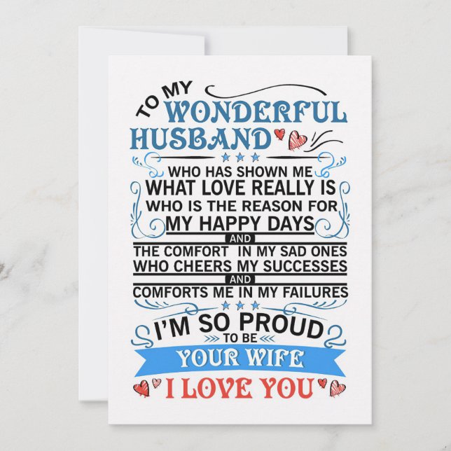 Husband To My Wonderful Husband Thank You Card (Front)
