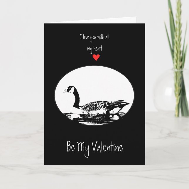 Husband Valentine Love Canada Goose Silhouette Art Holiday Card (Front)