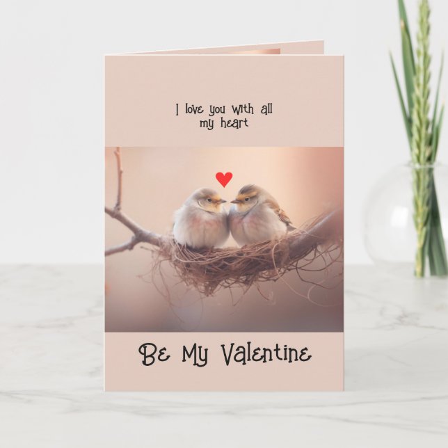Husband Valentine Love Lovebirds Bird Art Holiday Card (Front)