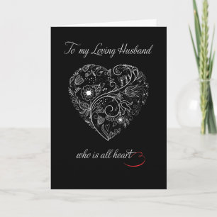 Husband Valentine’s Day White Heart on Black Holiday Card