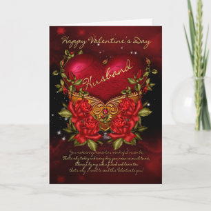 Husband, Valentine's Day Card With Heart And Roses