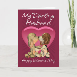 Husband Valentine's Day Card With Two Kissing Pupp
