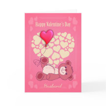 Husband, Valentine's Day With Teddy Bear And Heart