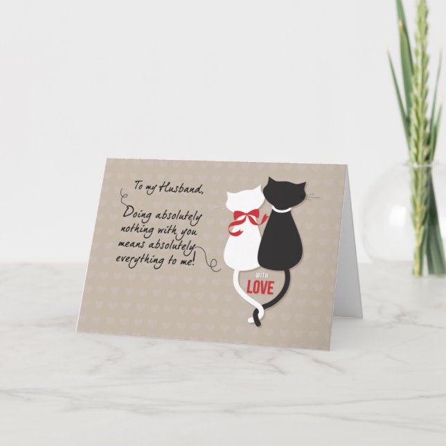 Husband Wedding Anniversary Black and White Cats Card (Front)