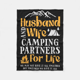 Husband Wife Camping Partners Couple Match Camper Fleece Blanket