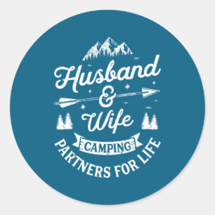 Husband Wife Camping Partners For Classic Round Sticker