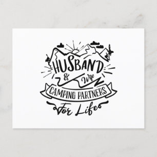 husband & wife camping partners for life postcard