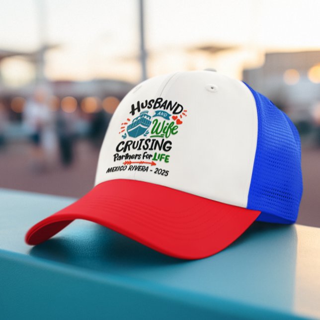 Husband Wife Cruising Partners Cabin Door  Trucker Hat (Creator Uploaded)