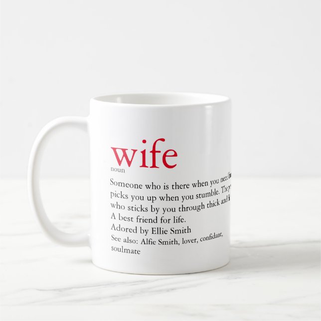 Husband Wife Definition Wedding / Anniversary Coffee Mug (Left)