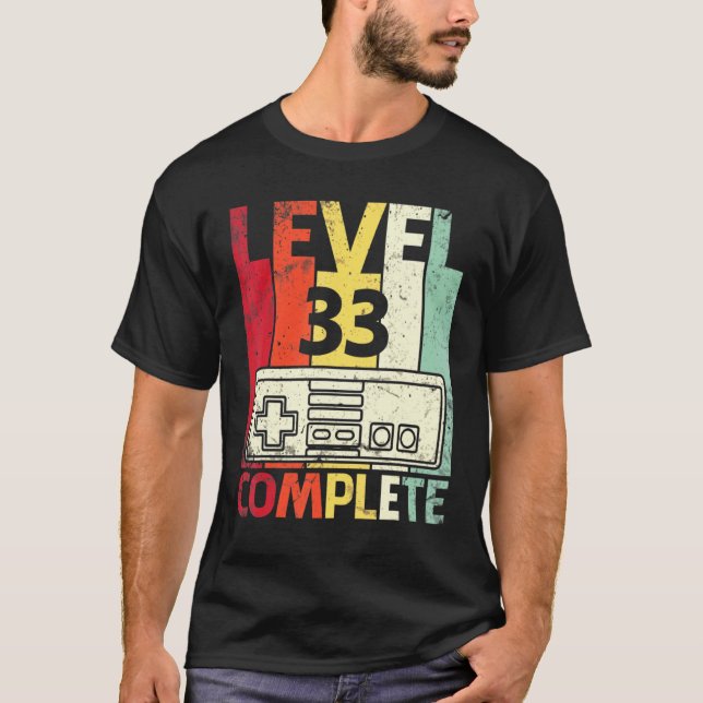 Husband Wife Gamer Marry Anniversary Level 33 Year T-Shirt (Front)