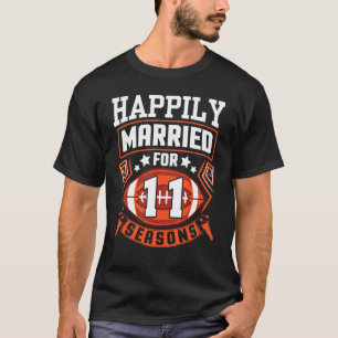 Husband Wife Happily Married For 11 Years Football T-Shirt