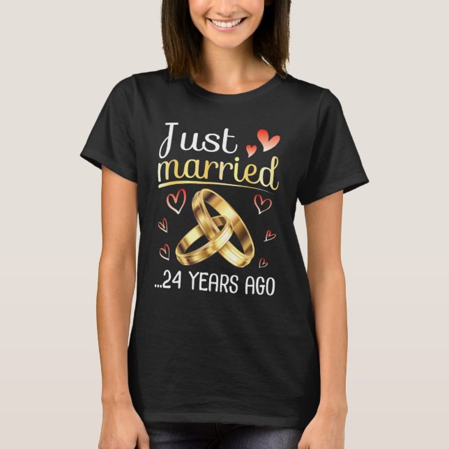 Husband Wife Just Married Wedding 24 Years Ago Sin T-Shirt (Front)