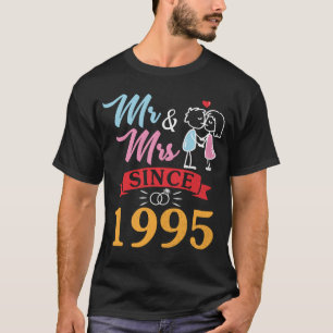 Husband Wife Mr And Mrs Since 1995 Wedding Married T-Shirt