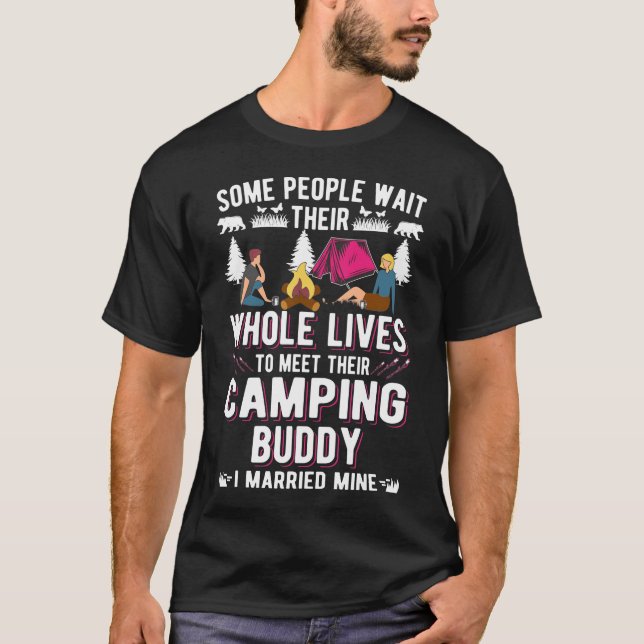 Husband Wife Outdoor Camping Couple T-Shirt (Front)