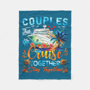 Husband Wife Partners Cruise Matching Artwork Fleece Blanket