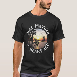 Husband Wife Summer Just Married 50 Years Ago Wedd T-Shirt
