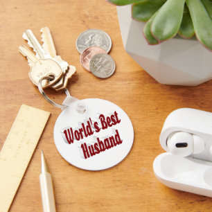 Husband with burgundy text  key ring