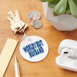 Husband with sea blue text  key ring