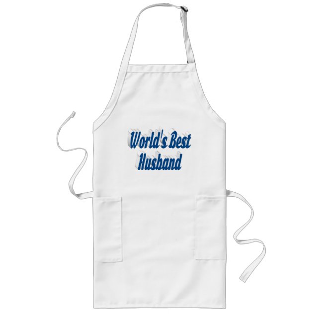 Husband with sea blue text long apron (Front)